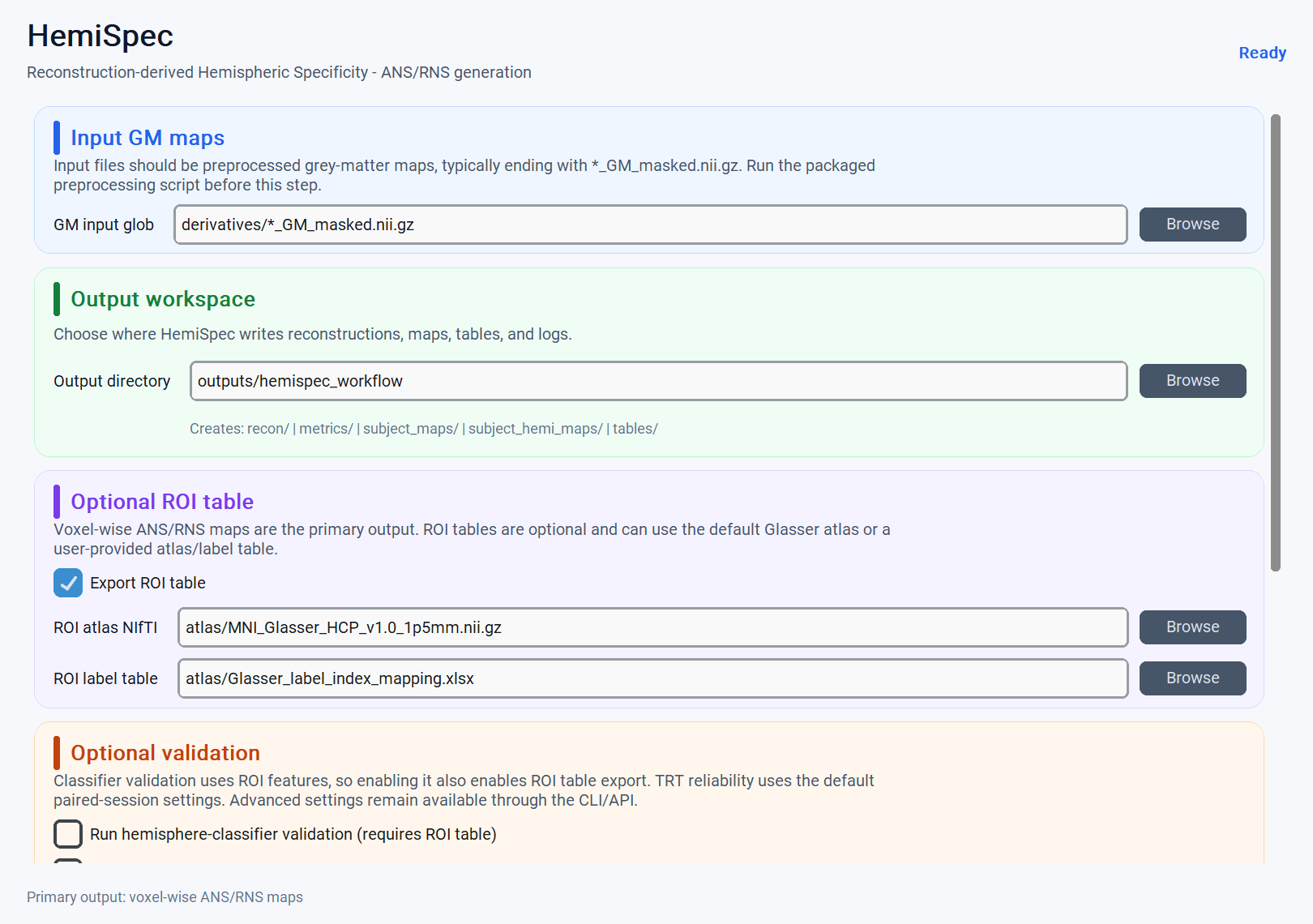 HemiSpec GUI preview
